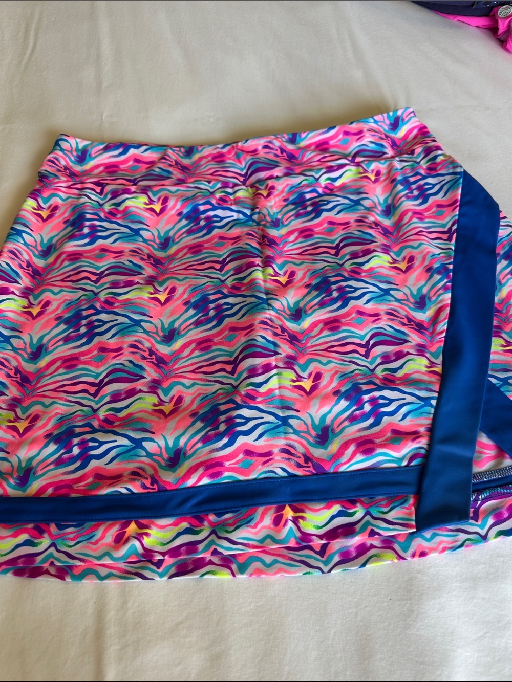 Tzu Tzu Vibrant Neon Wave Mini Skirt - Pink, Blue, Yellow